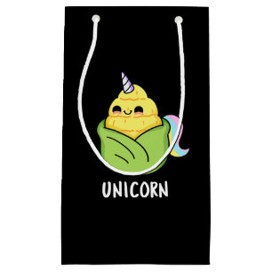 Sacola Para Presentes Pequena Unicorn Funny Baby Corn Pun Dark BG