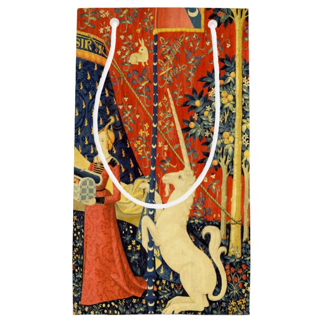 Sacola Para Presentes Pequena Unicorn Tapestries Lady Legend Medieval (Frente)