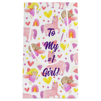 Sacola Para Presentes Pequena Unicórnio e Fada Padrão