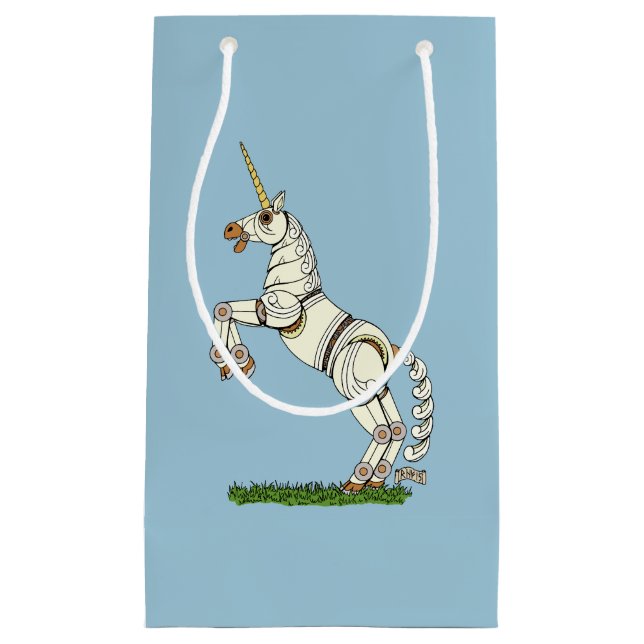 Sacola Para Presentes Pequena Unicórnio Mecânico (Frente)