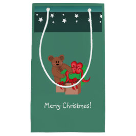 Sacola Para Presentes Pequena Urso de Teddy com Presentes de Natal