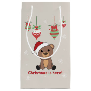 Sacola Para Presentes Pequena Urso Feliz Natal Animais De Inverno Ursos Pequenos