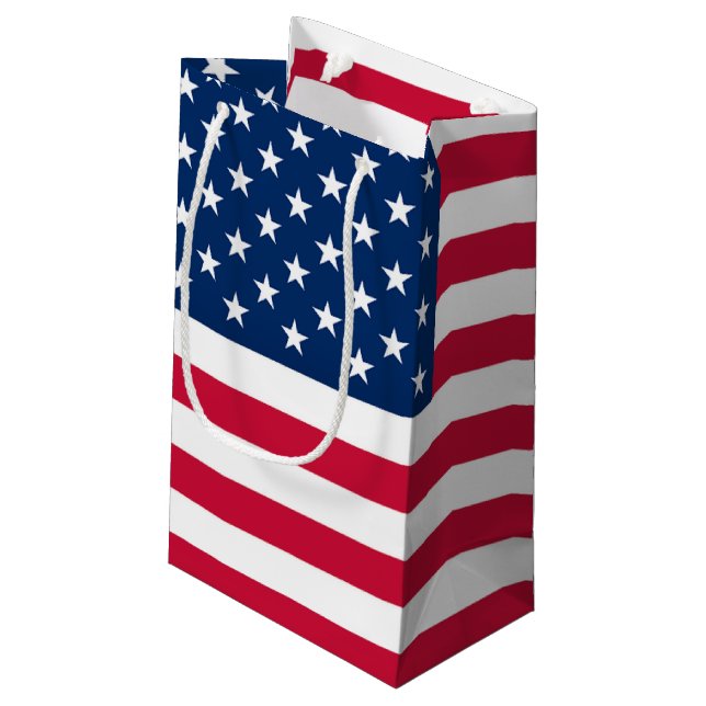 Sacola Para Presentes Pequena USA Flag Gift Bag American Patriotic (Verso inclinado)