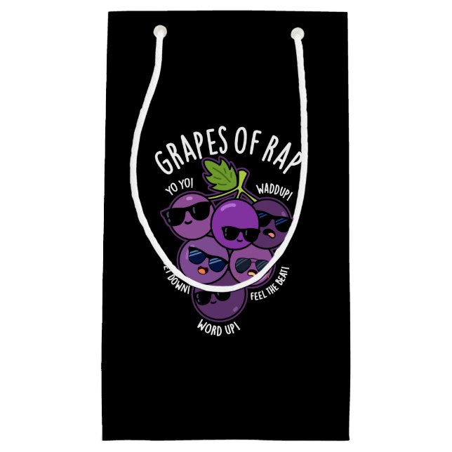 Sacola Para Presentes Pequena Uvas De Fruta Engraçada Por Rap (Frente)