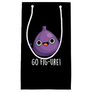 Sacola Para Presentes Pequena Vá Fig-ure Engraçado Fruta Fig Pun Dark BG