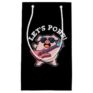 Sacola Para Presentes Pequena Vamos Pork Funny Rock And Roll Pun Dark BG