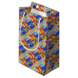 Sacola Para Presentes Pequena Velejar nos Sete Mares Tão Azul Abstrato Cubist