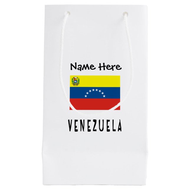 Sacola Para Presentes Pequena Venezuela and Venezuelan Flag with Your Name (Frente)