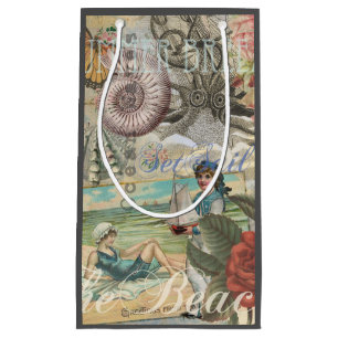 Sacola Para Presentes Pequena verão praia vintage polvo antiguidades navegação