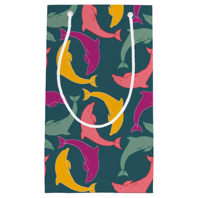 Sacola Para Presentes Pequena Verde Dolphins (Frente)