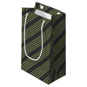 Sacola Para Presentes Pequena Verde-oliva e carvão de cinco faixas