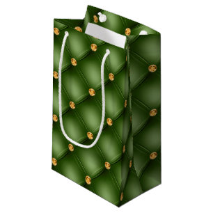 Sacola Para Presentes Pequena Verde-oliva e Dourado Pequeno Saco-Presente Tufado