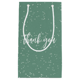 Sacola Para Presentes Pequena Verde Sage Personalizado e Estrelas Esparsas Peque