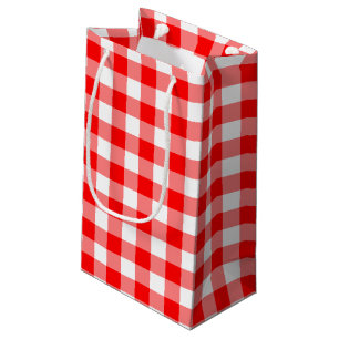 Sacola Para Presentes Pequena Verificações de Gingham de tamanho grande, vermelh