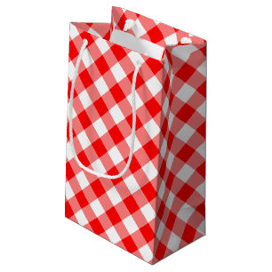 Sacola Para Presentes Pequena Verificações de Gingham Diagonal de Grande Tamanho