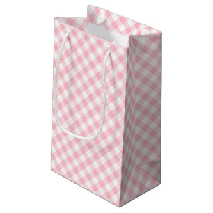 Sacola Para Presentes Pequena Verificações de Gingham Diagonal de Tamanho Médio 