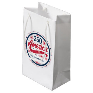 Sacola Para Presentes Pequena Vermelho Branco e Azul EUA 250º Aniversário da Amé