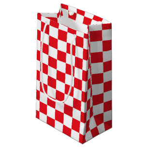 Sacola Para Presentes Pequena Vermelho e branco Checkered