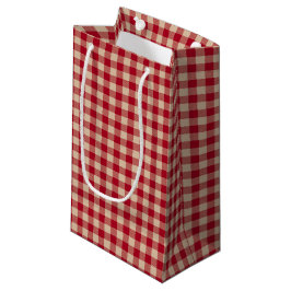 Sacola Para Presentes Pequena Vermelho e Kraft Country Gingham Natal