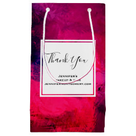 Sacola Para Presentes Pequena Vermelho Escuro e Roxo Agradecimento Moderno Abstr