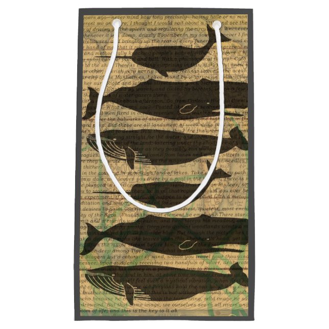 Sacola Para Presentes Pequena Vida marítima náutica antiaérea de baleia (Frente)