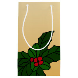 Sacola Para Presentes Pequena Vidro Sreado Holly Berries