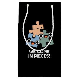 Sacola Para Presentes Pequena Viemos Em Pedaços Engraçados Jigsen Pun Dark BG