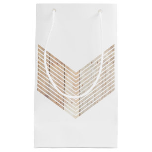 Sacola Para Presentes Pequena Viga minimalista branca com madeira