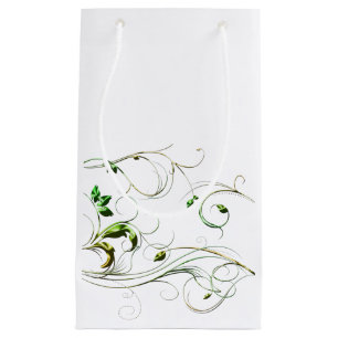 Sacola Para Presentes Pequena Vinhas Verde Amarelas