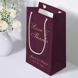 Sacola Para Presentes Pequena Vinho de Casamento Cores de Amor e Obrigados