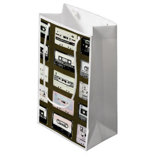 Sacola Para Presentes Pequena Vintage Cassette Tapes Ilustração Bag GIft