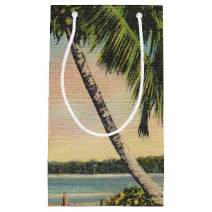 Sacola Para Presentes Pequena Vintage Coconut Palms Tropical Breeze Sunset