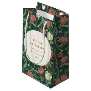 Sacola Para Presentes Pequena Vintage Green Floral - Feliz Natal