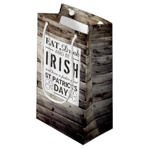 Sacola Para Presentes Pequena Vintage Irish Wood Dia de São Patrício