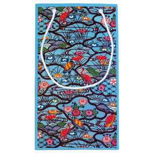 Sacola Para Presentes Pequena Vintage Japonês Kimono Textile (Bingata)