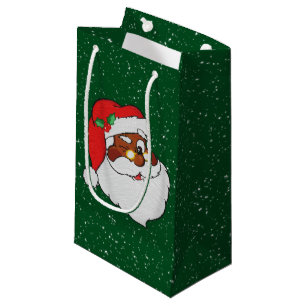 Sacola Para Presentes Pequena Vintage que pisc o pop art preto do papai noel