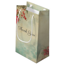 Sacola Para Presentes Pequena Vintage Winter Floral Obrigado A Favor Do Gift Bag