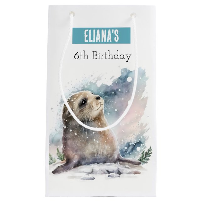 Sacola Para Presentes Pequena Vísceras de inverno - Festa de aniversário - (Frente)