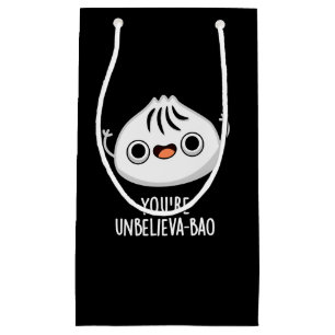 Sacola Para Presentes Pequena Você é Unbelieva-bao Funny Dimsum Bao Pun Dark BG