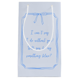 Sacola Para Presentes Pequena Você Será Minha Coqueta Azul Elegante?