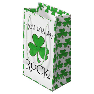 Sacola Para Presentes Pequena Você (Sham) Rock Green Shamrock Clover Parabéns