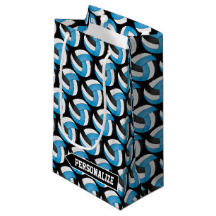 Sacola Para Presentes Pequena Voleibol 🏐 Azul, Branco e Negro - Personalizar