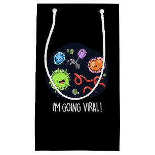 Sacola Para Presentes Pequena Vou Viral Funny Virus Pun Dark BG