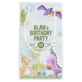 Sacola Para Presentes Pequena Watercolor Dinosaur Birthday Invites