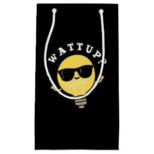 Sacola Para Presentes Pequena Watt Up Funny Electric Bulb Pun Dark BG