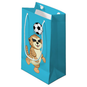 Sacola Para Presentes Pequena Webkinz Meerkat que joga o futebol