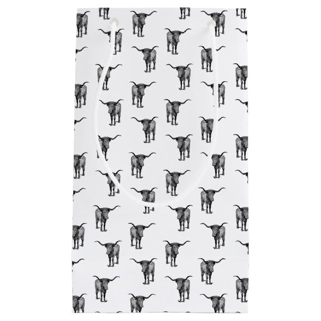 Sacola Para Presentes Pequena Western Texas Longhorn Bull COR PERSONALIZADA (Frente)