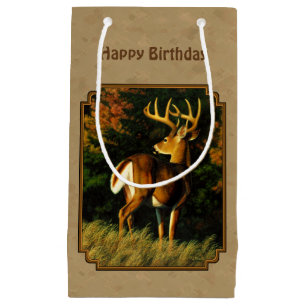Sacola Para Presentes Pequena Whitetail Buck Deer Hunting Tan