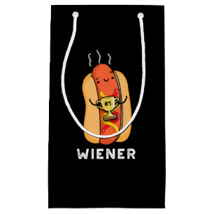 Sacola Para Presentes Pequena Wiener Funny Sausage Pun Dark BG