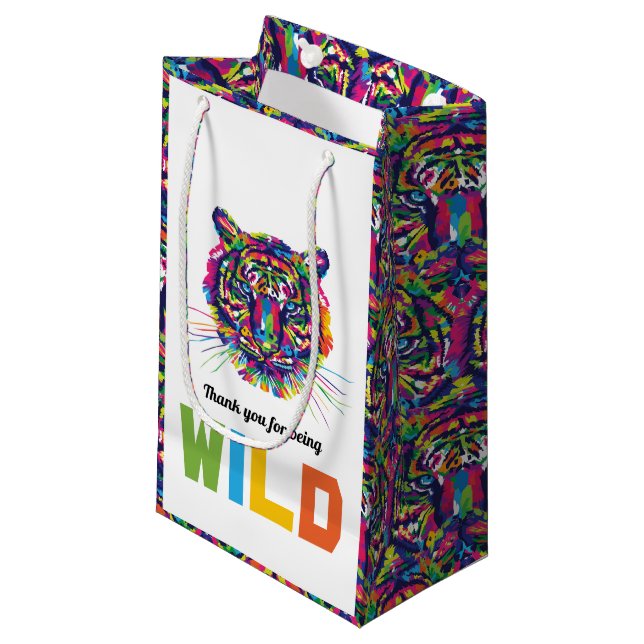 Sacola Para Presentes Pequena Wild Tiger, Obrigado Por Bag (Frente inclinada)